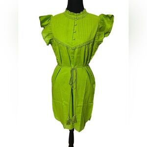 Islapayal flutter sleeve dress with tie belt size XS NWT